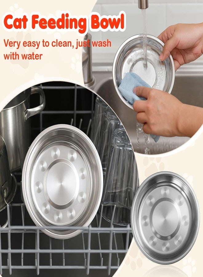 Zelphvt 24 Pcs Stainless Steel Cat Bowls, Shallow Metal Pet Dishes, Cat Food Water Dishes Replacement Whisker Fatigue Kitten Food Bowl, 5.3 Inch Diameter, for Cats Dogs Small Animals - Image 4